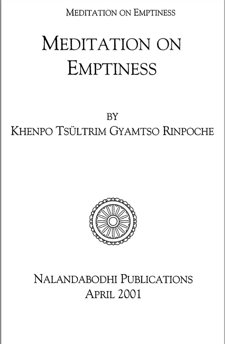 (image for) Meditation on Emptiness by Khenpo Tsultrim (PDF)